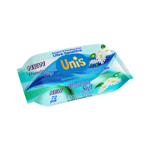 UNIS Влажные  Салфетки Универсальные для всей семьи с экстрактом ромашки. Антибактериальные Premium 72 асборн карточки стереокартинки для всей семьи