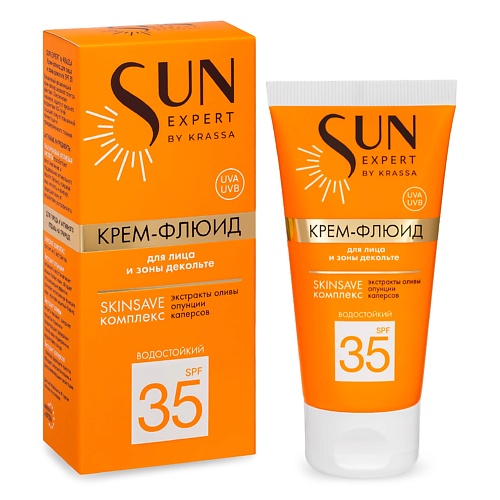 Солнцезащитный крем для лица KRASSA SUN EXPERT Крем-флюид для лица и зоны декольте SPF 35 цена и фото