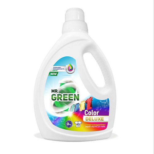 MR.GREEN Гель для стирки цветного белья Color Deluxe 1500 funs жидкость концентрированная для стирки белья с антибактериальным эффектом сменный блок 720 г
