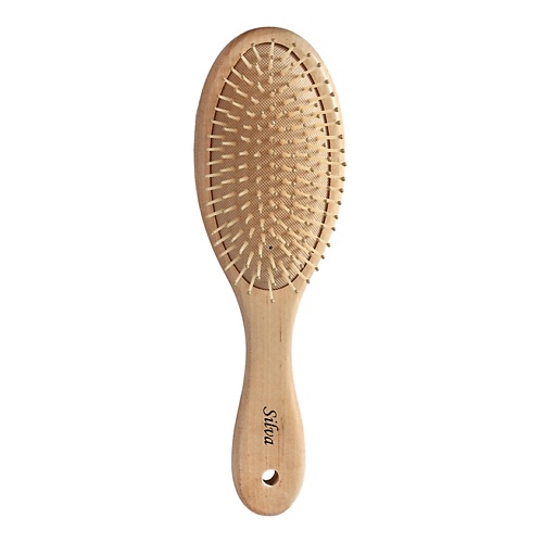 SILVA Щетка для волос на подушке деревянная с пластиковыми зубьями bradex деревянная массажная расческа для волос кот единорог