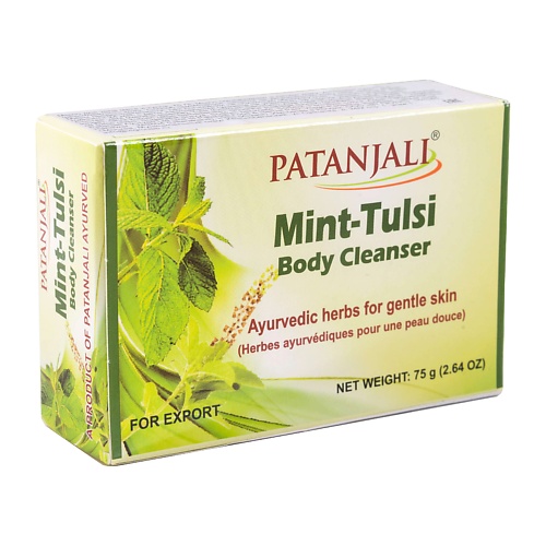 PATANJALI Мыло для тела мята и тулси / Patanjali Mint Tulsi (Mint & Holy Basil) Body Cleanser 75 гель для умывания натуральный patanjali от прыщей акне морщин 60 мл