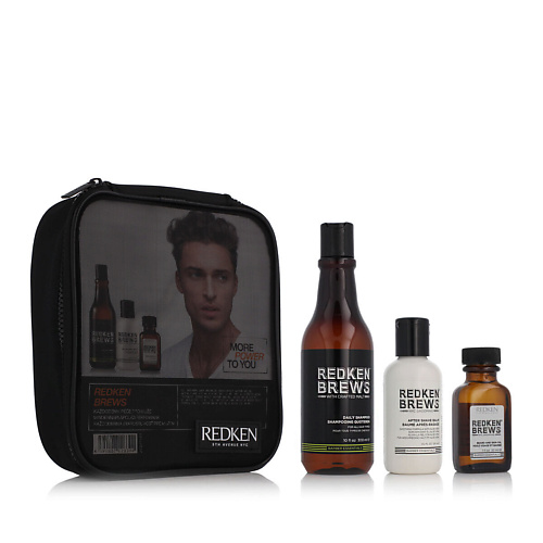 REDKEN Мужской набор Brews для ухода за волосами и лицом шампунь для ежедневного ухода за волосами и кожей головы brews daily shampoo 3689 300 мл