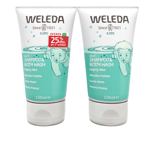 WELEDA Детское очищающее средство 2-в-1 для чувствительной кожи и волос Fresh Mint 300 weleda масло для волос