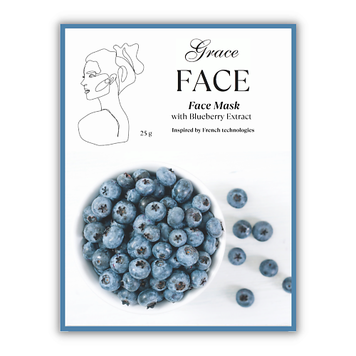 GRACE FACE Тканевая маска для лица увлажняющая и тонизирующая с экстрактом черники 1 grace day тканевая маска с экстрактом клубники 27