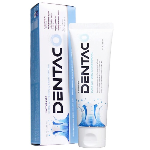DENTACO Корейская зубная паста отбеливающая, защита от кариеса и укрепление эмали зубов 100 white glo зубная паста отбеливающая тотальная защита