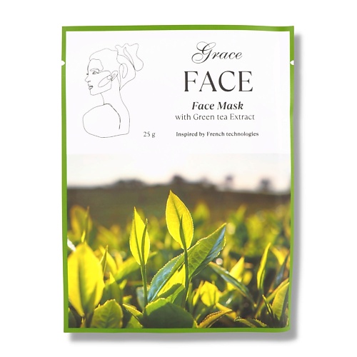 GRACE FACE Тканевая увлажняющая и тонизирующая маска для лица с экстрактом зеленого чая 1 grace day маска для лица с aha bha pha кислотами для очищения пор 27
