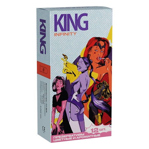 KING Презервативы цветные ароматизированные INFINITY 12 king презервативы с утолщенной стенкой ebony 12