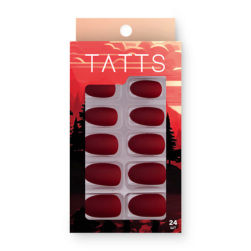 TATTS Накладные ногти (24 типсы + клеевые стикеры + набор для маникюра) набор силиконовых фрез для маникюра педикюра bellmani супер грубая 3 шт