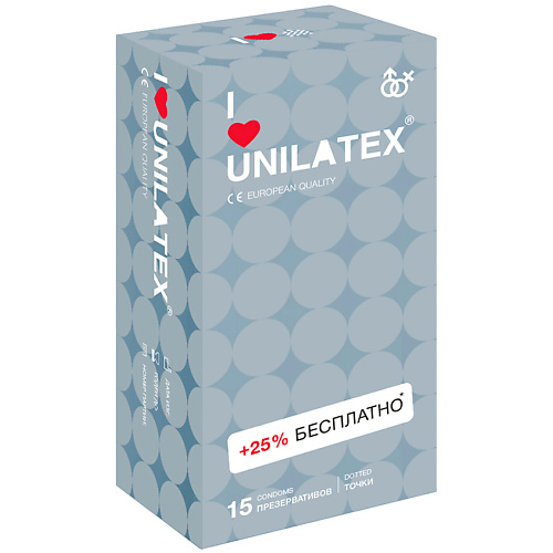 UNILATEX Презервативы Dotted 15.0 r and j презервативы 3 в 1 контурные анатомические ребристые с пупырышками 3