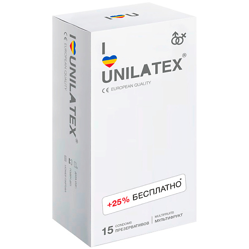 UNILATEX Презервативы Multifruits 15.0 vizit презервативы ребристые со смазкой 12