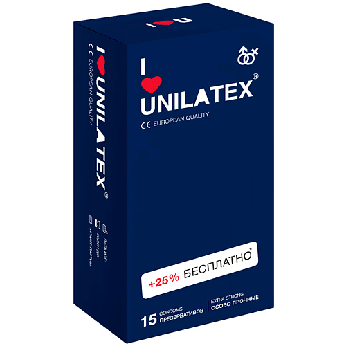 UNILATEX Презервативы Extra Strong 15.0 r and j презервативы 3 в 1 контурные анатомические ребристые с пупырышками 3