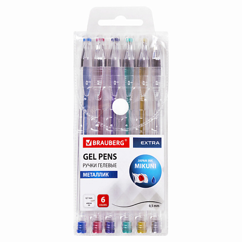 BRAUBERG Ручки гелевые EXTRA Металлик 6 brauberg ручки гелевые extra glide gel 6