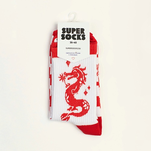 SUPER SOCKS Носки Дракон красный золотко и дракон или не зли ведьму