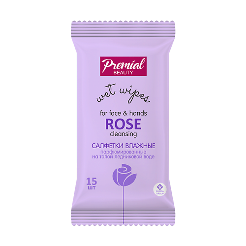 PREMIAL La fleur Салфетки влажные очищающие ароматерапия роза 15