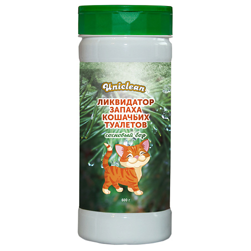 UNICLEAN Ликвидатор запаха кошачьих туалетов сосновый бор 600 uniclean спрей для мытья кошачьих туалетов 500