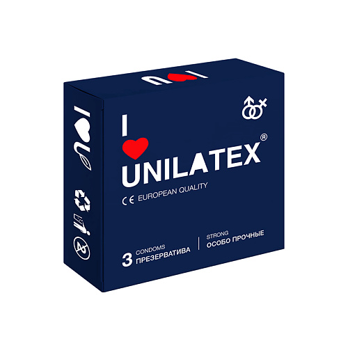 UNILATEX Презервативы Extra Strong 3.0 r and j презервативы 3 в 1 контурные анатомические ребристые с пупырышками 3