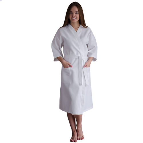 BIO TEXTILES Халат вафельный Унисекс White блуза однотонная с рукавом кимоно