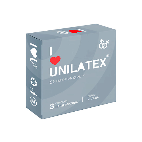 UNILATEX Презервативы Ribbed 3.0 r and j презервативы 3 в 1 контурные анатомические ребристые с пупырышками 3