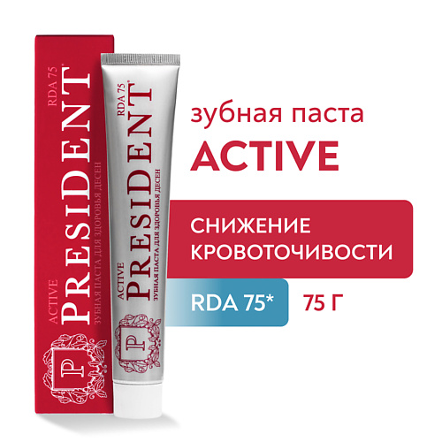 PRESIDENT Зубная паста Active (RDA 75) 75.0 зубная паста splat professional active компакт 40 мл