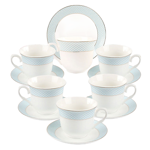 ARYA HOME COLLECTION Чайный Набор Exclusive из Костяного фарфора Azure набор керамический чайный эстет 12 предметов 6 чашек 100 мл 6 блюдец d 11 7 см на деревянной подставке