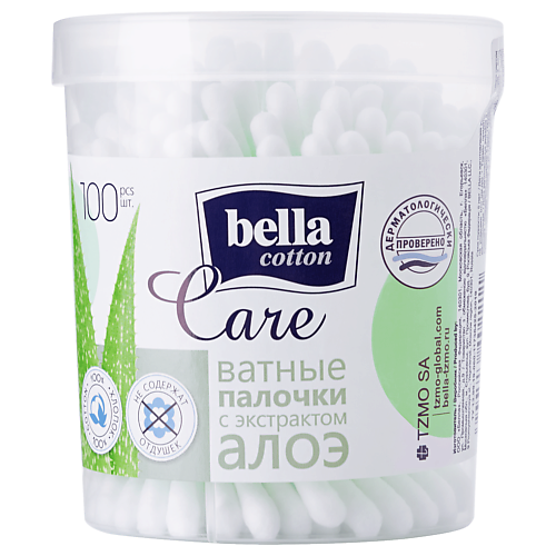 BELLA Ватные палочки cotton care алоэ 100.0 ватные диски bella cotton care с экстрактом алоэ 5 упаковок по 70 шт