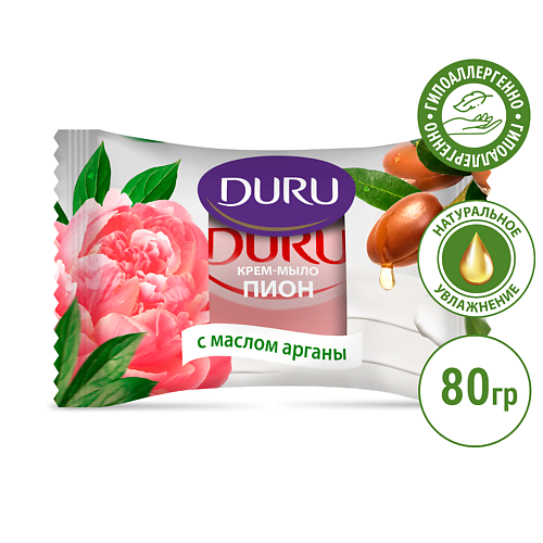 цена Мыло твердое DURU Туалетное крем-мыло Пион с маслом арганы