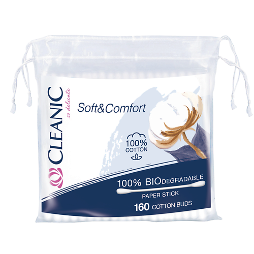 CLEANIC Soft&Comfort Ватные палочки гигиенические пакет 160.0 пакет ламинированный с тишью самой ms 18 × 23 × 10 см