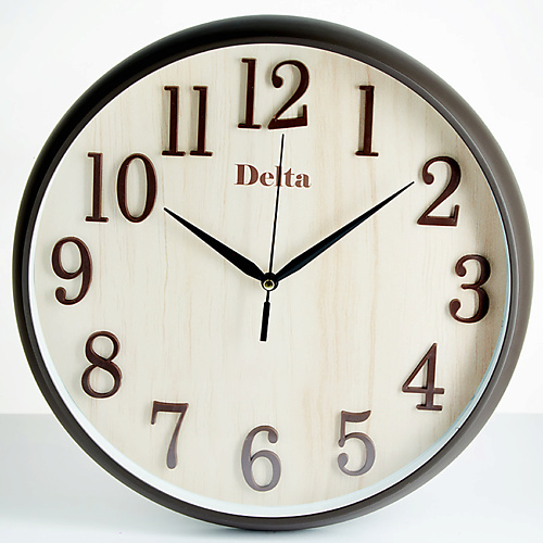 DELTA Часы настенные часы настенные 30х30х4 5 см круглые пластик черные мрамор y4 5202