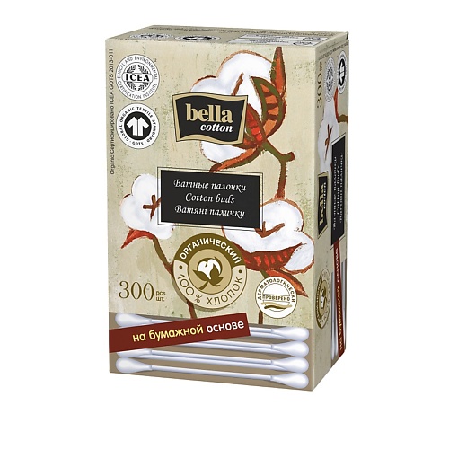 BELLA Ватные палочки cotton из органического хлопка в картонной коробке 300.0 bella cotton ватные палочки 200 0