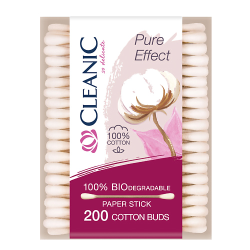 CLEANIC Pure Effect Ватные палочки гигиенические в прямоугольной коробке 200.0 lp care палочки ватные pure cotton 160