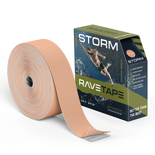 RAVE TAPE Кинезиотейп STORM 5×32 rave tape кинезиотейп storm 5×32
