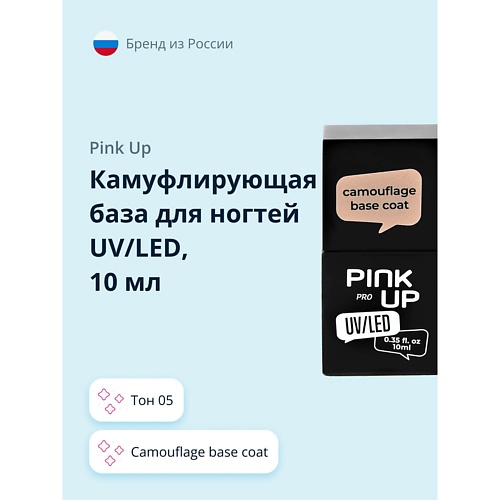 Базовое покрытие для ногтей PINK UP Камуфлирующая база для ногтей UV/LED PRO