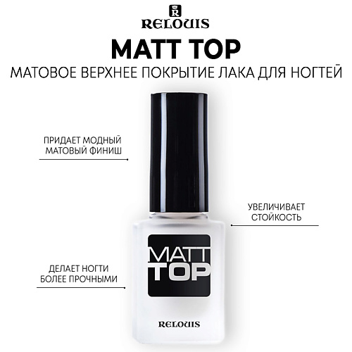 RELOUIS Матовое верхнее покрытие лака Matt Top для ногтей 3.0 верхнее блестящее защитное покрытие для лака brilliantdue nail polish protector