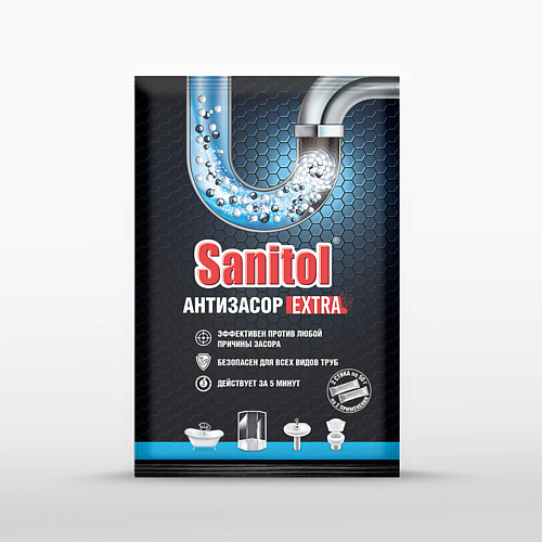 SANITOL Антизасор Extra для чистки труб 100.0 sanitol чистящий карандаш для утюгов 25 0