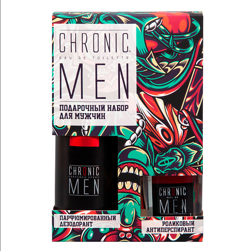 chronic men дезодорант спрей мужской strong 150 0 CHRONIC MEN Набор подарочный Strong: Дезодорант спрей + Антиперспирант роликовый