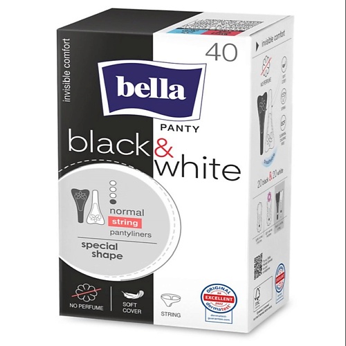 фото Bella прокладки ежедневные супертонкие panty slim black&white 40.0