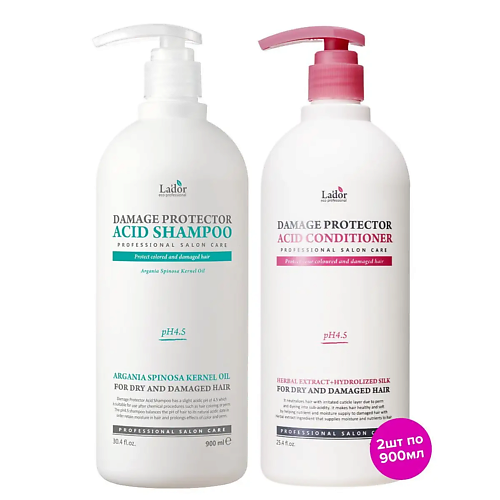 LADOR Шампунь и кондиционер для поврежденных волос Damage Protector Acid Shampoo & Conditioner шампунь кондиционер для красных оттенков rcc brave reds shampoo