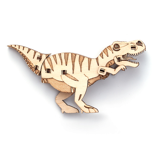 DROVO Деревянный конструктор  3D пазл Тираннозавр КЛЫК 1.0 пазл раскраска 300 деталей джунгли