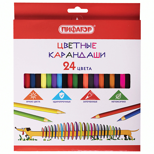ПИФАГОР Карандаши цветные Веселая такса brauberg карандаши ные premium