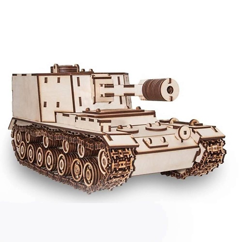 EWA ECO-WOOD-ART Деревянный конструктор 3D Танк САУ-212 1.0 коробка складная подарочная 23 февраля танк 20 × 18 × 5 см