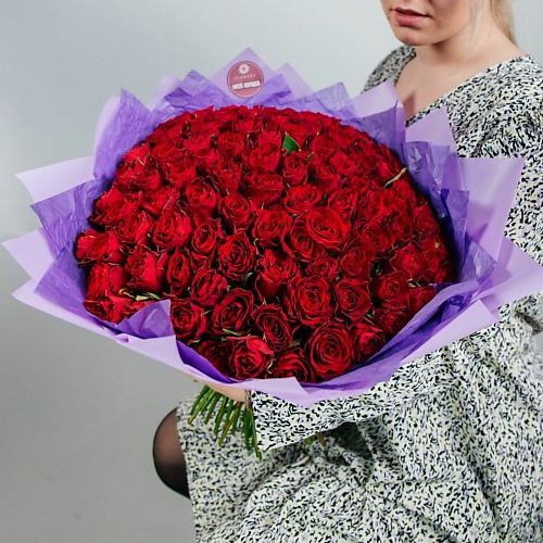 FLOWERY Роза Кения 40 см красные (Premium) 101 шт saival premium поводок ной край красные края