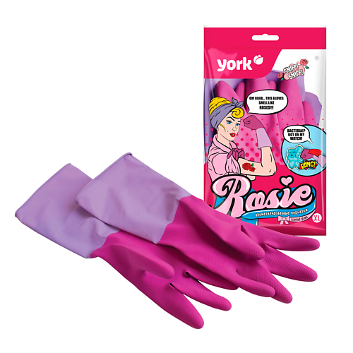YORK Перчатки резиновые ароматизированные Роза (XL) york перчатки резиновые ароматизированные роза xl