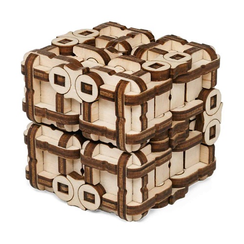 EWA ECO-WOOD-ART Деревянный конструктор 3D  головоломка Метаморфик Куб 1.0 головоломка повтори по образцу зоопарк