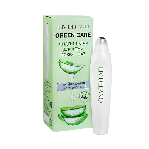 LIV DELANO Патчи жидкие для кожи вокруг глаз SOS-увлажнение с гелем Алоэ Вера Green Care 15.0 гидрогелевые патчи антистресс с зеленым чаем и алоэ green therapy