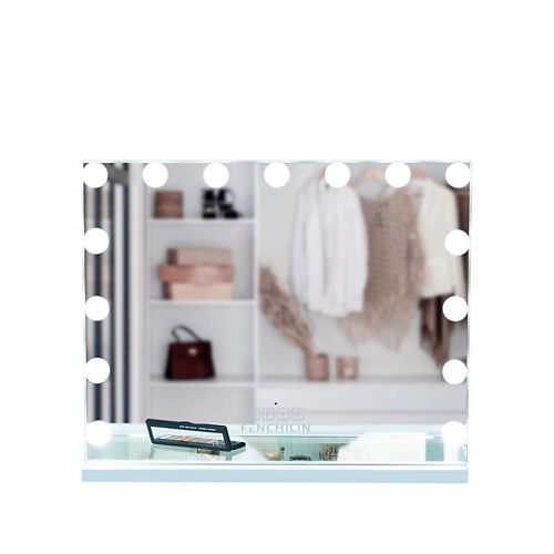 FENCHILIN Мультимедийное настольное зеркало с подсветкой, с Bluetooth, 46х58 fenchilin зеркало с подсветкой для макияжа карманное