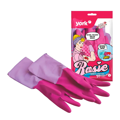 YORK Перчатки резиновые ароматизированные РОЗА (L) york перчатки резиновые ароматизированные роза xl