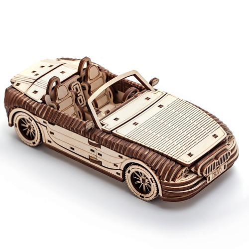 DROVO Деревянный конструктор 3D автомобиль Родстер 007 1.0 магнит деревянный с 23 февраля 5 6 х 6 5 см