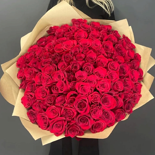 PINKBUKET Букет из 101 красной розы сувенир полистоун дедушка мороз в красной шубе колпак с мишурой 4 5х4х14 см