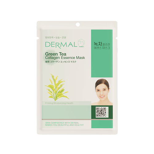 DERMAL Тканевая маска с зеленым чаем и коллагеном 23.0 dermal маска для лица тканевая с экстрактом миндаля