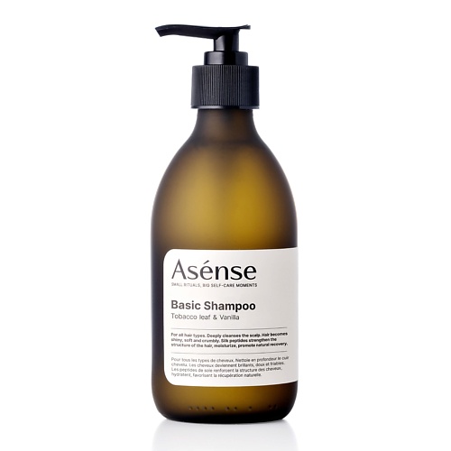 ASENSE Шампунь бессульфатный парфюмированный для всех типов волос аромат табачный лист и ваниль 300.0 экслибриум чистый лист